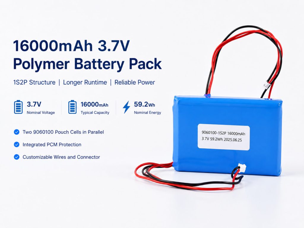 16000mAh 3.7V Polymer Battery Pack – 9060100 1S2P2