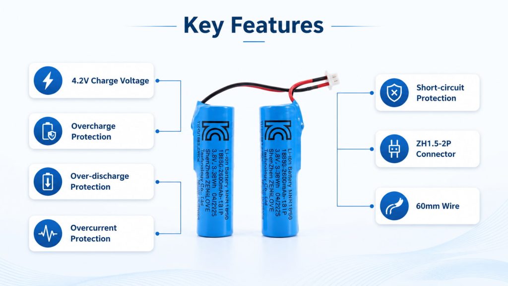 18650 Cylindrical Lithium Battery 2600mAh, 3.6V3