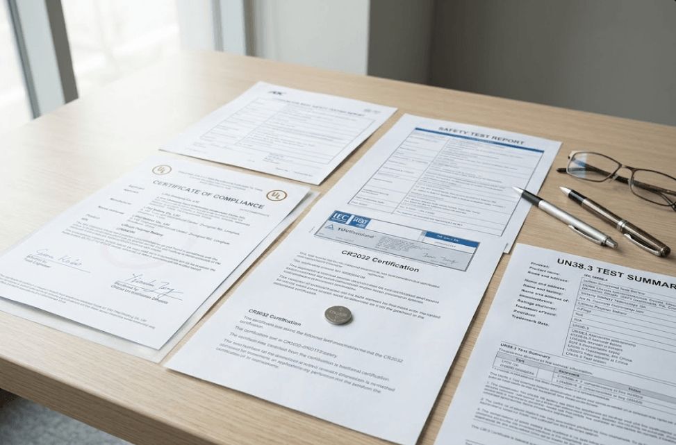 CR2032 for smart tags — UN38.3 and IEC 60086 certification documents for OEM buyers
