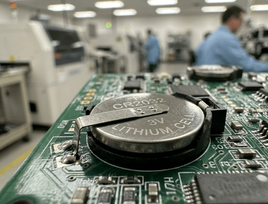 CR2025 vs CR2032 custom nickel tab configuration soldered onto PCB for OEM IoT device manufacturing program
