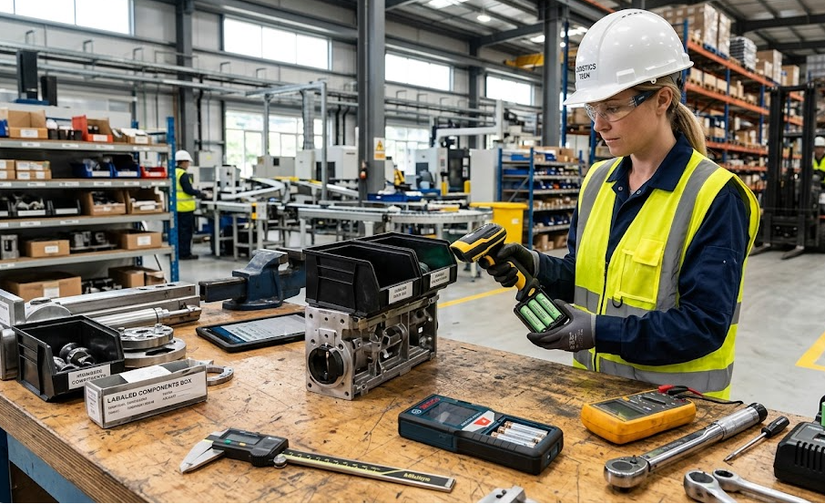 Industrial equipment powered by cylindrical lithium batteries in warehouse automation