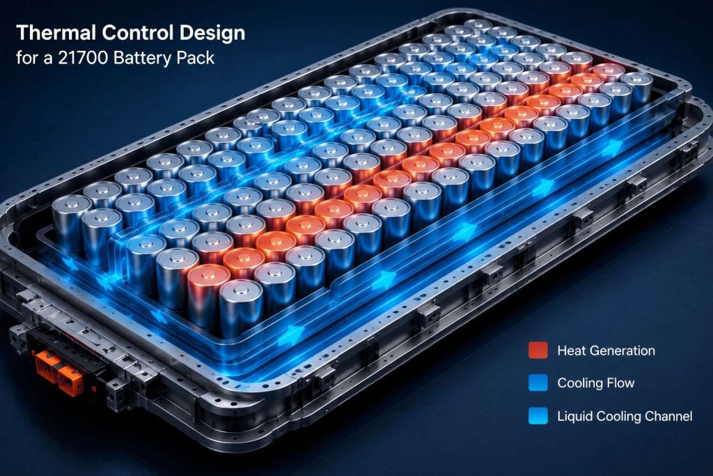 Thermal control design for a 21700 battery pack