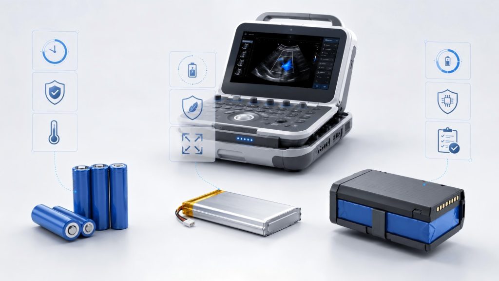 Lithium cell options for portable diagnostic devices including cylindrical, Li-polymer, and custom battery packs