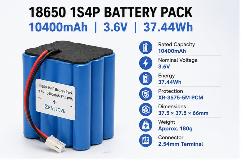 10400mAh 18650 1S4P Battery Pack3